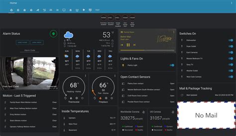 Screenshot of the Alarm Panel card. . Home assistant dashboard for hubitat